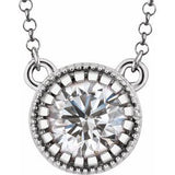 Collier en or 14 carats avec saphir blanc naturel « Avril » (pierre de naissance) - 45,7 cm