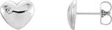 14K White Gold .02 CTW Natural Diamond Puffed Heart Earrings