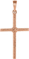 14K Rose Gold 25.4x16.2 mm Rope Cross Pendant