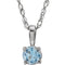Collier solitaire jeune en argent sterling avec imitation aigue-marine de 3 mm et pendentif de 35,5 cm (14 pouces).