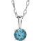 Collier solitaire jeune en or blanc 14 carats avec zircon bleu imitation de 3 mm, 35,5 cm (14 pouces).