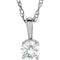 Collier solitaire jeune en or blanc 14 carats avec diamant d'imitation de 3 mm et or de 35,5 cm (14 pouces).
