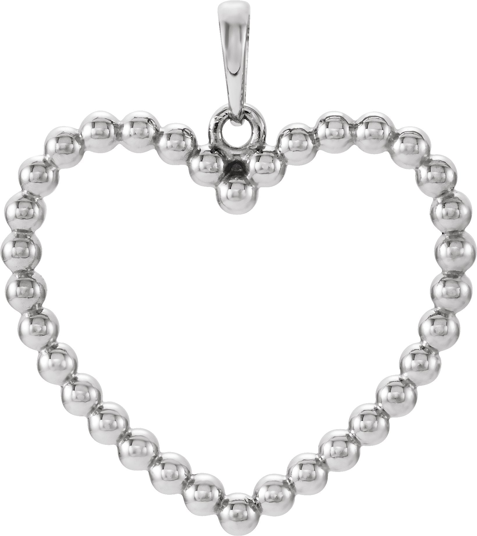 14K White Gold Beaded Heart Pendant
