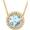 Collier de 40 cm (16 pouces) en or jaune 14 carats, serti d'une aigue-marine naturelle et de diamants naturels (0,06 carat au total), serti semi-halo.