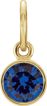 14K Yellow Gold Posh Mommy® Imitation Blue Sapphire Charm/Pendant