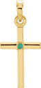 14K Yellow Gold Natural Emerald Cross Pendant