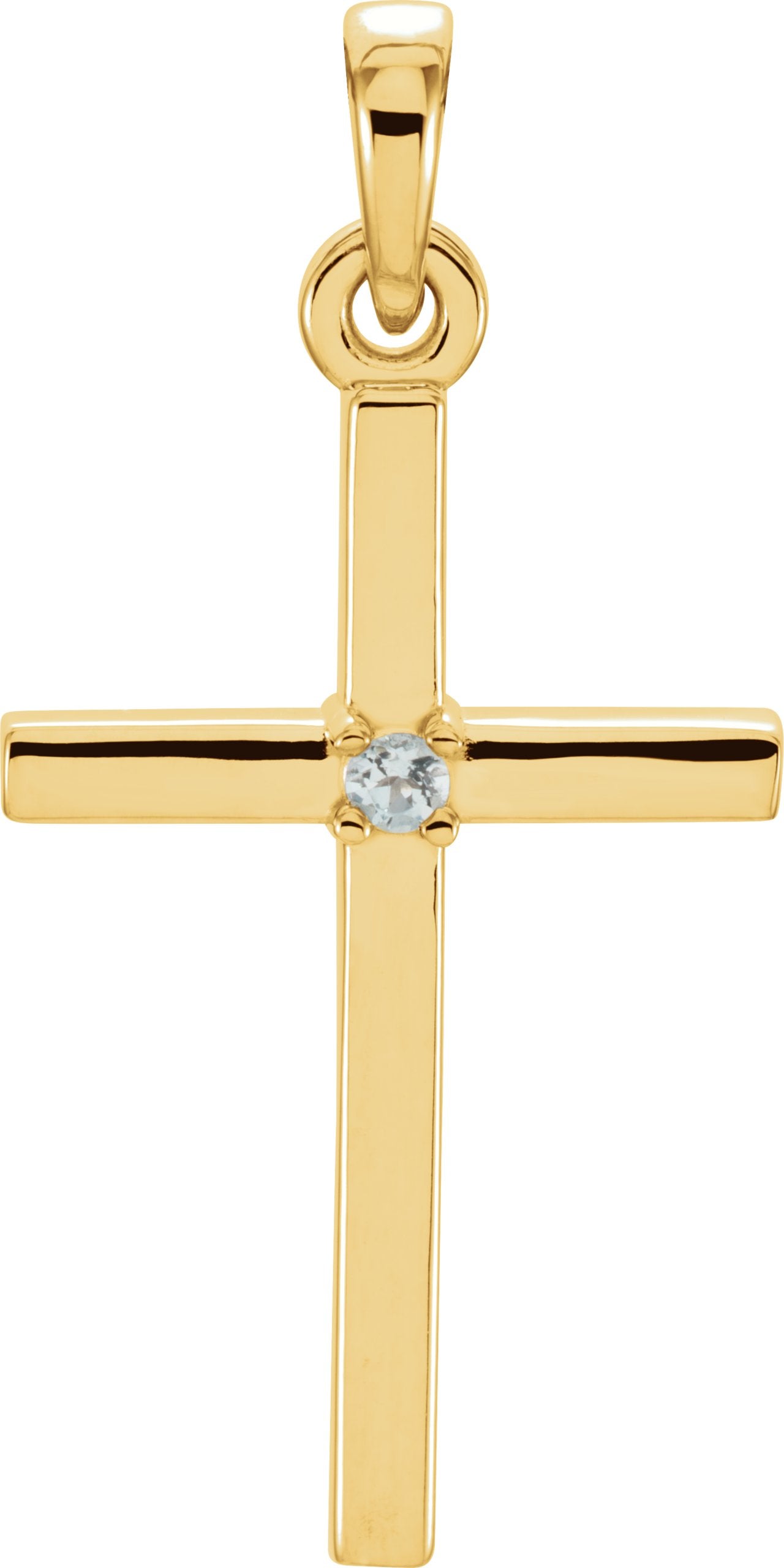 14K Yellow Gold Natural Aquamarine Cross Pendant