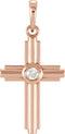 14K Rose Gold .06 CT Natural Diamond Cross Pendant