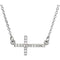 Collier croix latérale en or blanc 14 carats serti de diamants naturels (0,07 carat au total), 40-45 cm (16-18 pouces).