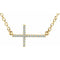 Collier croix latérale en aigue-marine naturelle jaune 14 carats, 40-45 cm
