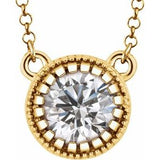 Collier « Avril » en saphir blanc naturel jaune 14 carats, pierre de naissance, 45,7 cm (18 pouces).