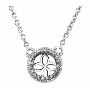 Monture ronde de 5 mm en or blanc 14 carats avec collier de 45,7 cm (18 pouces).