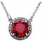 Collier de 40 cm (16 pouces) en or 14 carats, orné d'un rubis de laboratoire blanc de 8 mm et de diamants naturels (0,05 carat au total).