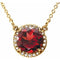 Collier de 40 cm (16 pouces) en or jaune 14 carats, serti d'un grenat naturel du Mozambique de 8 mm et de diamants naturels (0,05 carat au total).