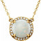 Collier en or jaune 14 carats, opale blanche naturelle de 8 mm et diamants naturels (0,05 carat au total), 40,6 cm (16 pouces).