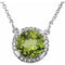 Collier 16 pouces (40,6 cm) en or blanc 14 carats, orné d'un péridot naturel de 8 mm et de diamants naturels (0,05 carat au total).