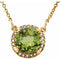 Collier de 40 cm (16 pouces) en or jaune 14 carats, orné d'un péridot naturel de 8 mm et de diamants naturels (0,05 carat au total).