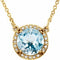 Collier en or jaune 14 carats, topaze bleu ciel naturelle de 8 mm et diamants naturels (0,05 carat au total), 40,6 cm (16 pouces).