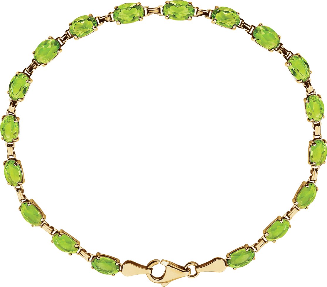 14K Yellow Gold Natural Peridot 7.25" Bracelet