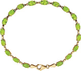 14K Yellow Gold Natural Peridot 7.25" Bracelet