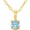 Collier solitaire jeune en or jaune 14 carats avec imitation aigue-marine de 3 mm et pendentif de 35,5 cm (14 pouces).