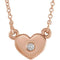 Collier cœur en or rose 14 carats serti de diamants naturels (0,03 carat au total), 40,6 cm (16 pouces).