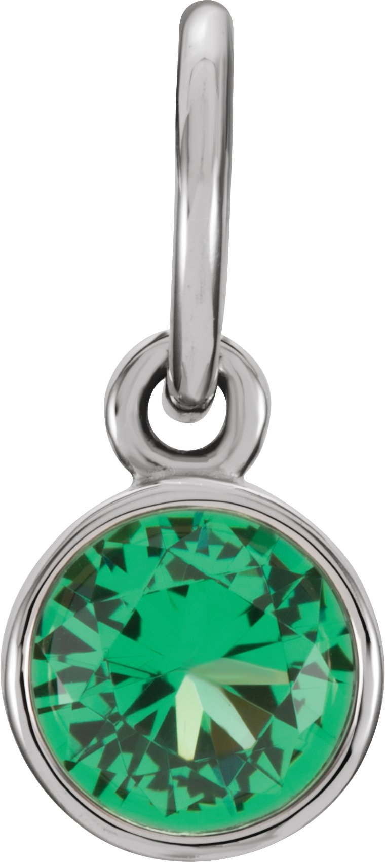 Sterling Silver Posh Mommy® Imitation Emerald Charm/Pendant