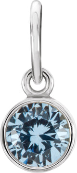 14K White Gold Posh Mommy® Imitation Aquamarine Charm/Pendant