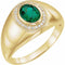 Bague halo en or 14 carats sertie d'une émeraude de laboratoire jaune et de diamants naturels (0,25 carat au total).