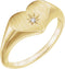 14K Yellow Gold .01 CT Natural Diamond 11.9 mm Heart Starburst Ring