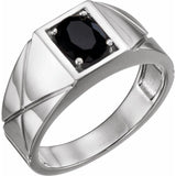 Bague en or blanc 14 carats et onyx noir naturel