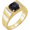 Bague en or jaune 14 carats, onyx noir naturel et diamants naturels (0,10 carat au total)