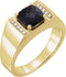 14K Yellow Gold Natural Black Onyx & 1/10 CTW Natural Diamond Ring
