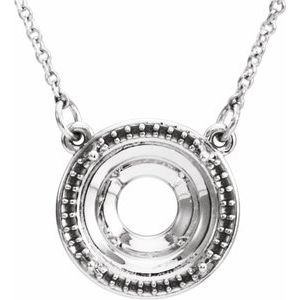 Monture de collier style halo ronde de 8 mm en or blanc 14 carats, 40,6 cm (16 pouces)