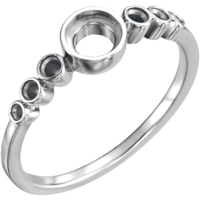 Bague de sertissage ornée d'un cabochon rond de 5 mm en or blanc 14 carats