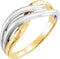 14K Yellow Gold/White Rhodium-Plated Criss-Cross Hammered Ring