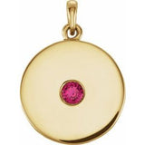 Pendentif disque en rubis naturel jaune 14 carats