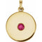 Pendentif disque en rubis naturel jaune 14 carats