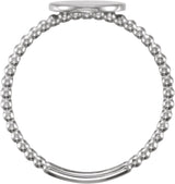 14K White Gold Be Posh® Engravable Beaded Signet Ring