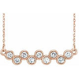 Collier en or rose 14 carats serti clos de diamants naturels (0,5 carat au total), 40-45 cm (16-18 pouces).