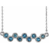 Collier en argent sterling serti clos d'aigue-marine naturelle, 40-45 cm