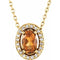 Collier de 40 cm (16 pouces) en or 14 carats avec citrine naturelle jaune et diamants naturels (0,05 carat au total).