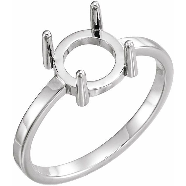 Bague de montage pour cabochon rond de 8 mm en or blanc 10 carats