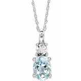 Collier de 45,7 cm (18 pouces) en or 14 carats, aigue-marine blanche naturelle et diamant naturel de 0,02 carat