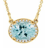 Collier en or jaune 14 carats, zircon bleu naturel et diamants naturels (0,04 carat au total), 42 cm (16 1/2 po)