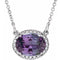 Collier de 42 cm (16 1/2 po) en or 14 carats, orné d'alexandrite blanche de laboratoire et de diamants naturels (0,04 carat au total).