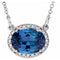 Collier en or blanc 14 carats, saphir bleu de laboratoire et diamants naturels (0,04 carat au total), 42 cm (16 1/2 po)