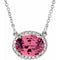 Collier en or blanc 14 carats, tourmaline rose naturelle et diamants naturels (0,04 carat au total), 42 cm (16 1/2 po)