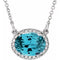 Collier en or blanc 14 carats, topaze bleue suisse naturelle et diamants naturels (0,04 carat au total), 42 cm (16 1/2 po).