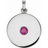 Pendentif disque en argent sterling et rubis naturel
